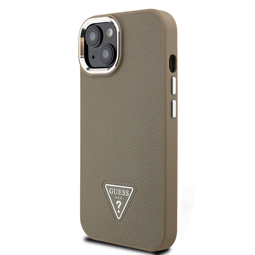 Guess iPhone 15 Orjinal Lisanslı M-safe Şarj Özellikli Grained Triangle Kılıf Guess iPhone 15 Orjinal Lisanslı M-safe Şarj Özellikli Grained Triangle Kılıf